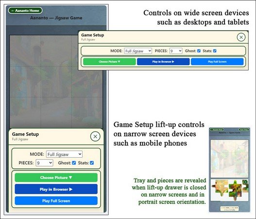 FULL JIGSAW BOARD lift-up controls before first placement Full Jigsaw Board Controls - Choose Picture | Play in Browser | Play Full Screen