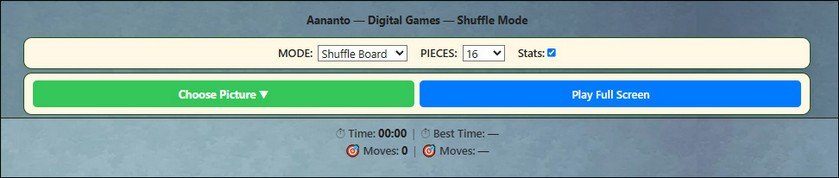 Shuffle Board Controls: Before you move a piece Shuffle Board Controls: Choose Picture | Play Full Screen