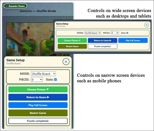 SHUFFLE BOARD CONTROLS - Choose Picture | Return to Game | Play Full Screen | Restart Game | Puzzle State Advisory