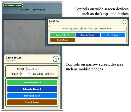 TRAY BOARD CONTROLS - Choose Picture | Return to Game | Play Full Screen | Save & Pause